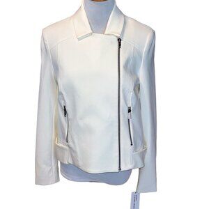 ET EAIS THE ESTELLE WHITE MOTO JACKET WOMEN SMALL NWT $258 ASYMMETRICAL ZIPPER